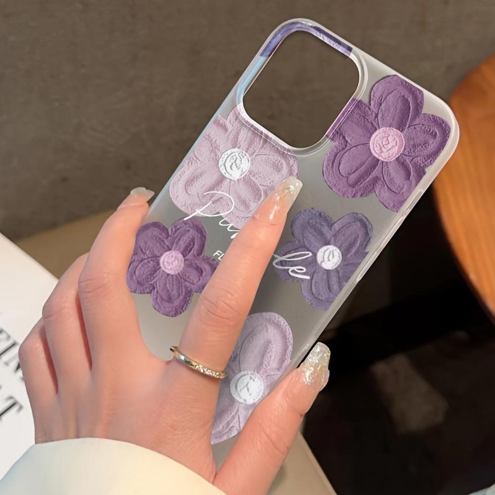 Handyhüllen für iPhone 11 13 15 Pro Max 12 14 Pro Max Hülle iPhone 16 15 Plus 13 Pro 12 Frosted Texture Painted Cartoon Flowers