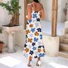 Rochie Maxi Elegantă Casual de Plajă pentru Femei cu Bretele Spaghetti, Florală, Discretă, Fluidă, Boemă