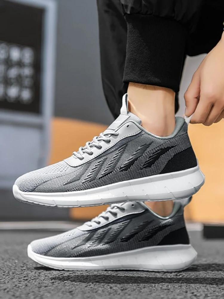 Fashion Running Men's Casual Sneakers Mesh Upper Black Without Leather On Clearance Gym Spring and Autumn Breathable Male Sports Shoes