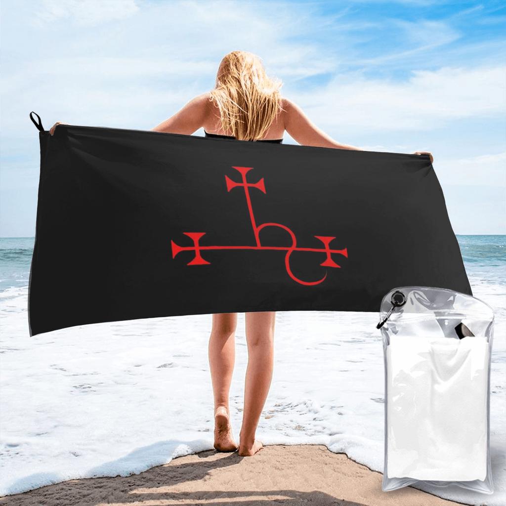 Lilith - Goetia Style Sigil - Uncircled (Red) Poster Beach Towel Soft Microfiber Quick Dry Absorbent Quick Towels For Bath
