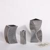 Silber Geometrische Keramikvase Gestreifte Treppe Blumenvase Florale Accessoires Blumentopf Heimdekorationszubehör Vasen