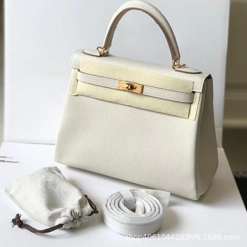 Haute couture leather KL bag 25/28cm lychee Togo top layer cowhide one-shoulder crossbody handbag for women