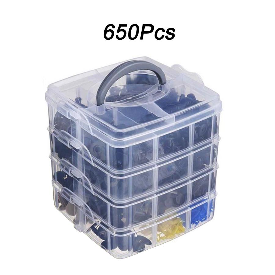 680pcs Car Plastic Fastener Clips Set with Box Mixed Auto Body Push Retainer Pin Rivet Bumper Door Trim Panel Fastener Clip Kit