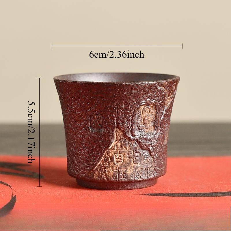 

1pcs Rough Pottery Master Tea Cup Household Chinese Dragon Relief Tea Cup Ceramic Kung Fu Tea Set Small Capacity Teaset 200ml