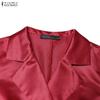 ZANZEA Women Casual Turn Down Collar 3/4 Sleeve Elegant Dress