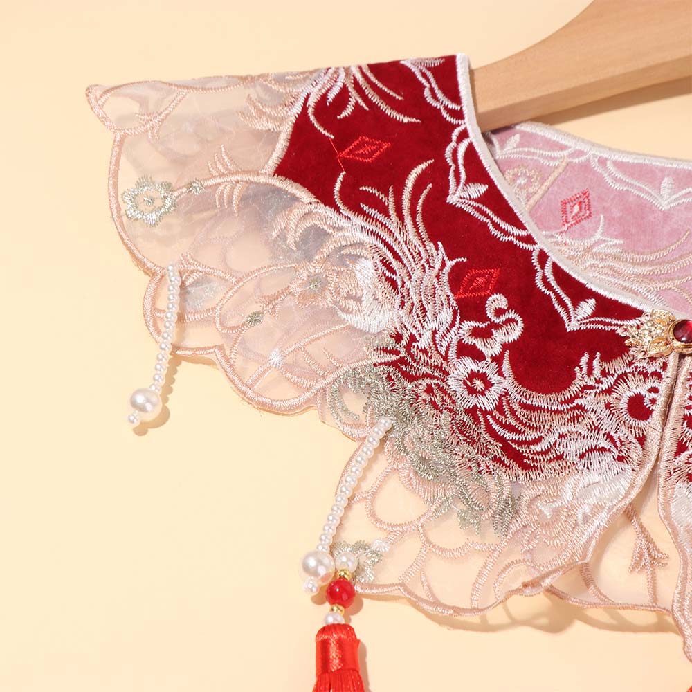 Chinese Style Hanfu Shoulder Collar Embroidered Cheongsam Shawl Hanfu Collar for Women/Girls