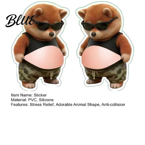 Adhesive Animal Sticker 1 Pair Elastic Belly Anxiety Stress Relief Fat Tummy Decal Dog Cat Horse Pinch Silicone Anti-collision