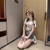 Cute Cat Print White Short-sleeved T-shirt Women's Summer New Slim-fit Short Spice Girl Versatile Top Ins