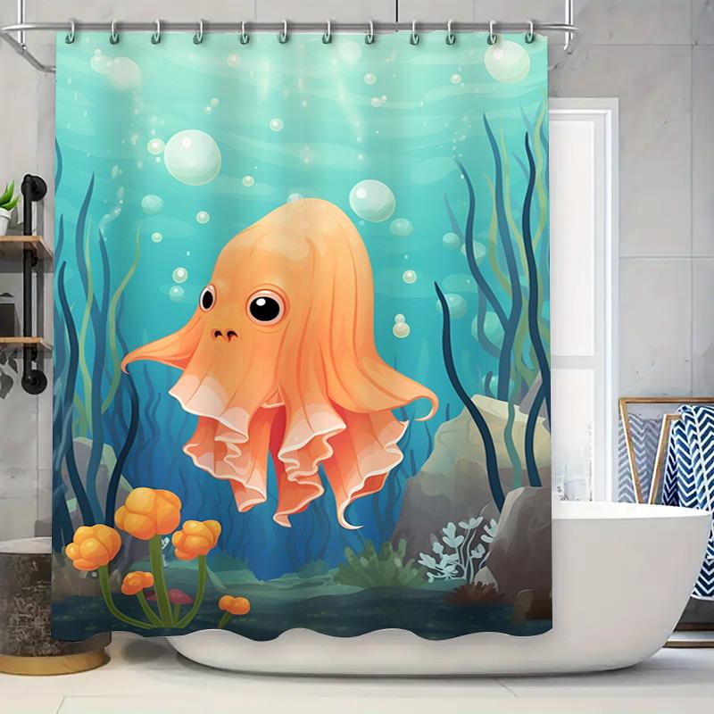Adorable Octopus Shower Curtain Ocean Life Print Home Decoration Waterproof Bathroom Decorations for Kids Room Gift Idea