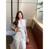 Kumikumi Casual White Suit Halterneck Vest Female Summer High Waist Drape Slim-Fit Wide-Leg Pants Two-piece Set