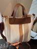 Women's Summer 2025 Striped Canvas Tote: Large Capacity Crossbody & Shoulder Handbag for Casual Work Commute