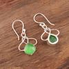 Green Cat's Eye Gemstone 925 Sterling Silver Jewelry Handcrafted Earrings 1.50" EE-2-44