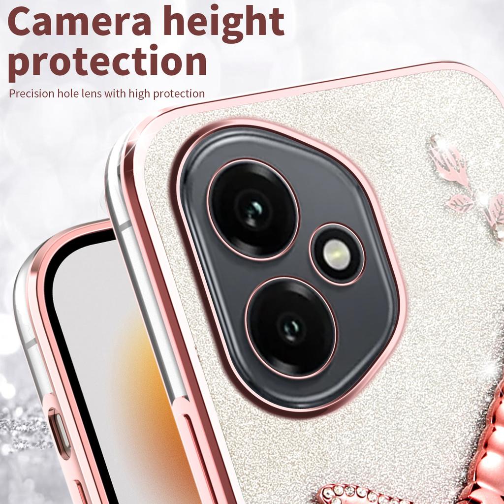 KADEM Für Honor 400 5G (Global) Hülle Dragonfly Ständer TPU Blumen Glitzer Handyhülle