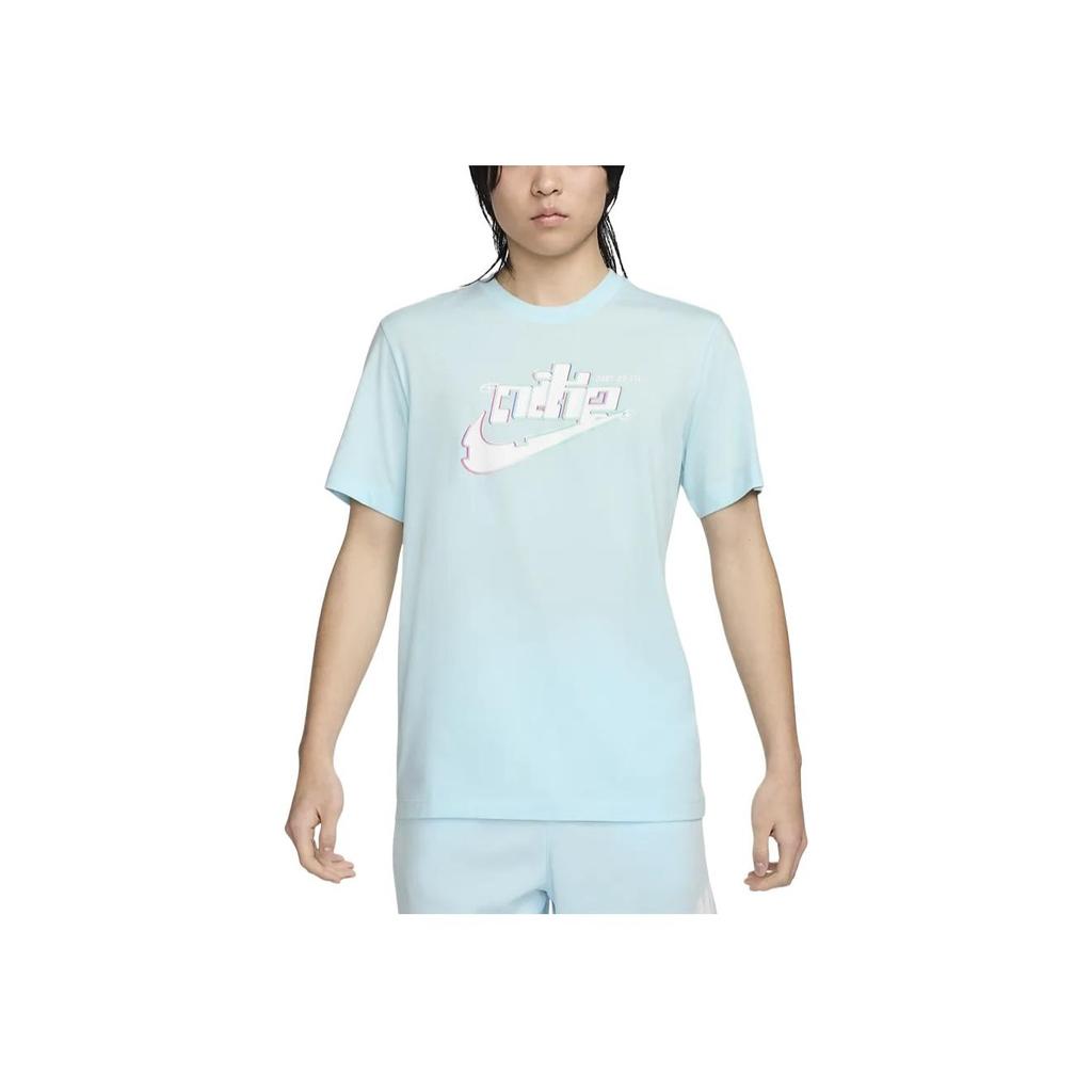 Nike Sportswear Logo Print Breathable Outdoor Casual Sports Crew Neck Short Sleeve T-Shirt Men T-Shirts Glacier-Blue FV3746-474