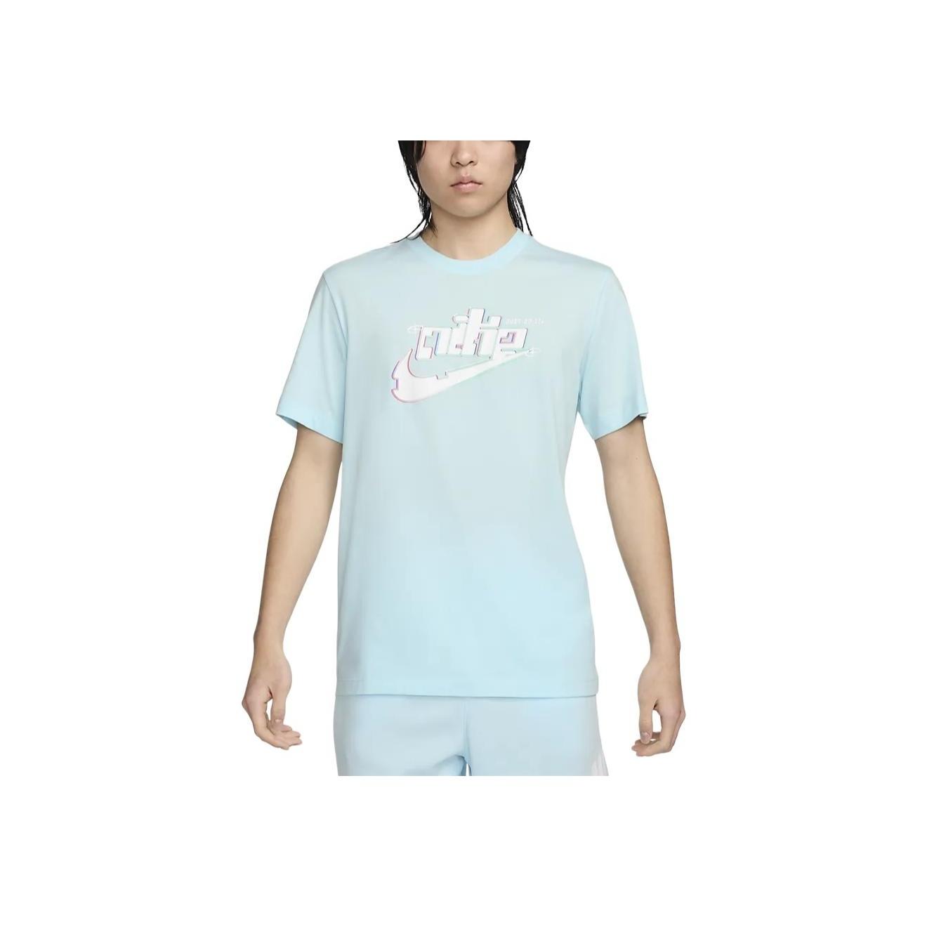 

Nike Sportswear Logo Print Breathable Outdoor Casual Sports Crew Neck Short Sleeve T-Shirt Men T-Shirts Glacier-Blue FV3746-474 L