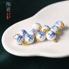 Ceramic Beads Buttons Blue And White Porcelain Decorative Buttons Chinese National Style Retro Cheongsam Buttons Hanfu Tang Suit Shirt Buttons