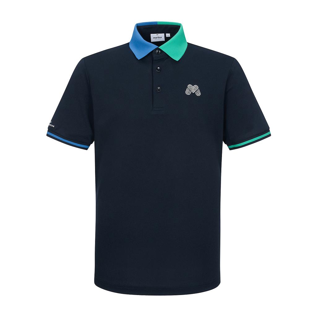 MARTINE GOLF Half&Half Collar Polo Shirts_Navy (Men)