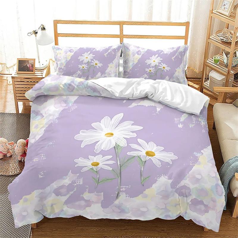 Spring Flowers Duvet Cover Pink Sakura Girls Cherry Blossoms Quilt Cover Floral Polyester for Women Kids for Bedroom Decorations