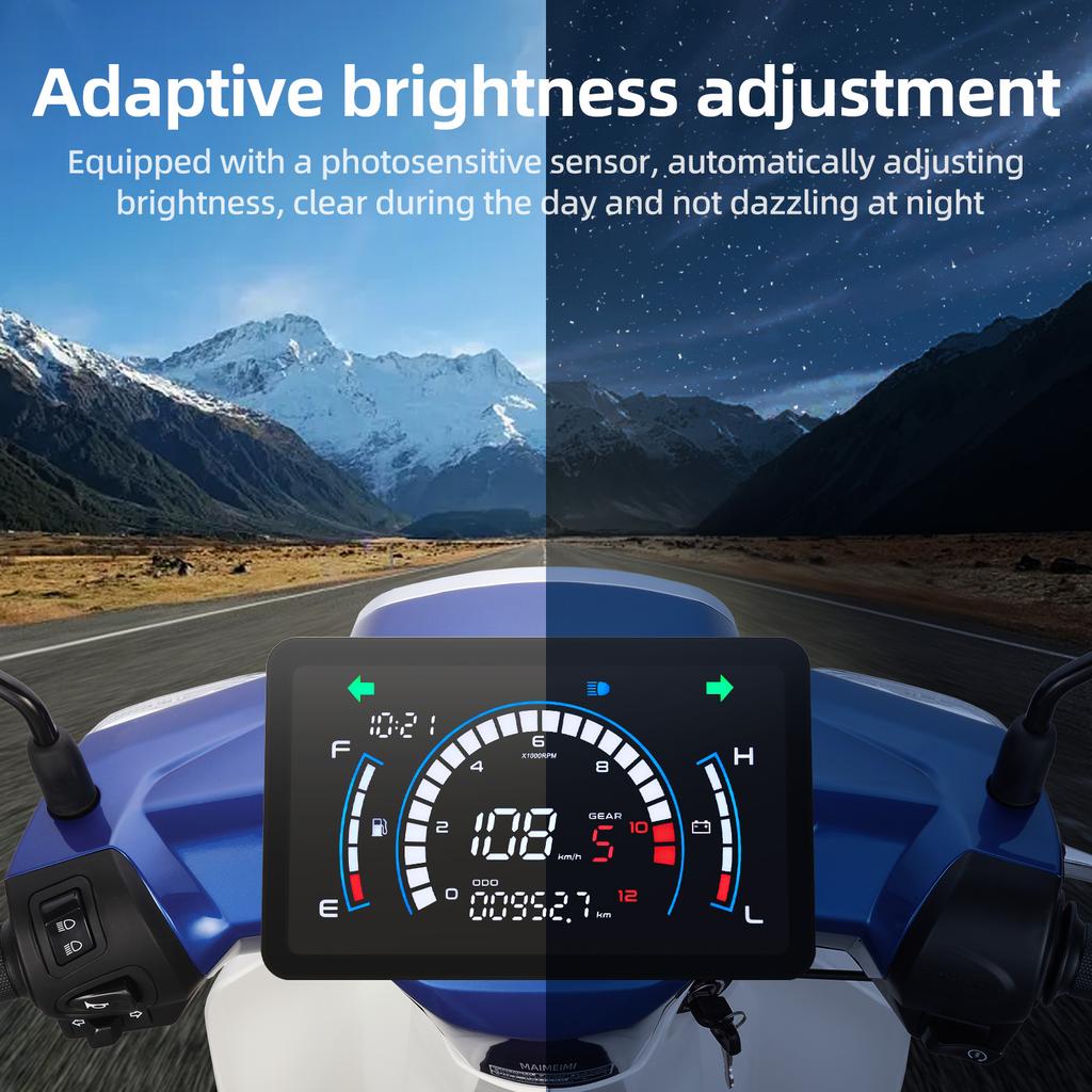 New Motorcycle Speedometer LCD Odometer Digital Gauge with Voltage fuel gauge Dashboard For Honda EX5 Dream/EX5 Ipowed