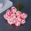 12 Head Artificial Flower Bouquet Handmade Silk Simulated Rose Bouquet Colorful Romantic Bridal Bouquet Holiday Accessories