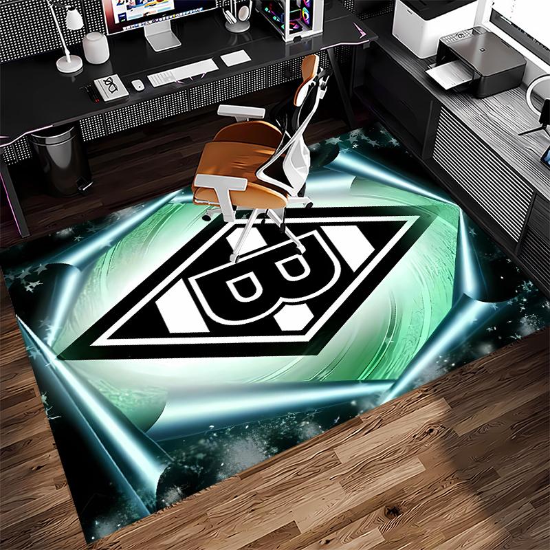 1pc Borussia Monchengladbach Logo Print Area Rug - Soft,Washable Non-Slip Indoor Mat for Office Chairs,Living Room,Home Office Decorative Rug