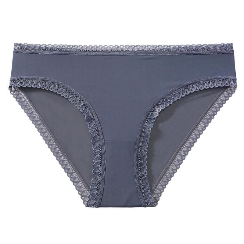 TERMEZY Sexy Women Lace-edged Briefs Low-rise Seamless Comfortable Underpant Solid Color Soft Intimate Panties