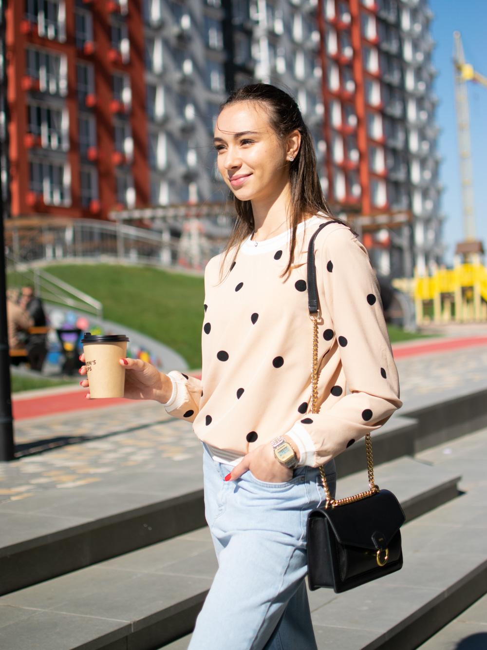 

Блузка в горошок Inedit 0171 S бежевий