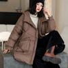 Hooded Puffer Jacket Women Warm Overcoat White Down Loose Long Winter