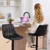 Set of 2 Bar Stools In Retro Design, Incl. Footrest, Height-Adjustable, Gas Lift, Black