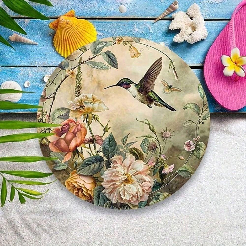 Vintage Hummingbird and Rose Metal Wall Art Decor for Cafe Home