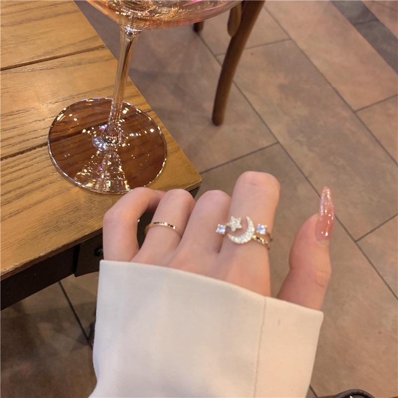 Korean Niche Design: High-End Luxury Zircon Temperament Ring with Real Gold Plating - Eco-Friendly