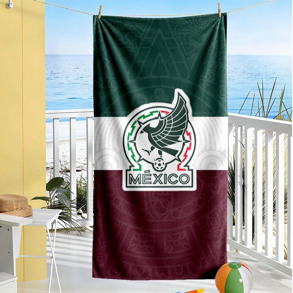 Asciugamano da Spiaggia con Logo Messicano Asciugatura Rapida Morbido Microfibra Confortevole Leggero Perfetto per Viaggiare Yoga Campeggio e Nuoto