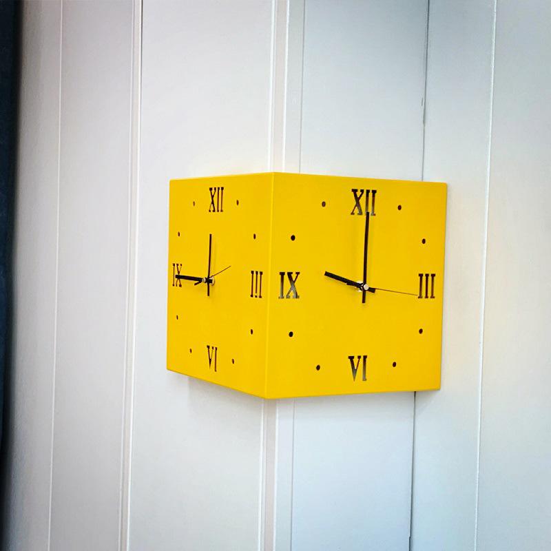 Creative Modern Double-Sided Wall Clock for Living Room – Stylish Corner Design, Minimalist Ins Style