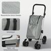 Shopping Trolley, 46 Litre Bag, Foldable Shopping Cart with Cooler Bag, Adjustable Handle, Aluminum Frame, Grey