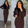  Cross-border European and American Autumn New Cardigan Lapel Women's Clothing Sports Zipper Jacket Belt Hip Skirt