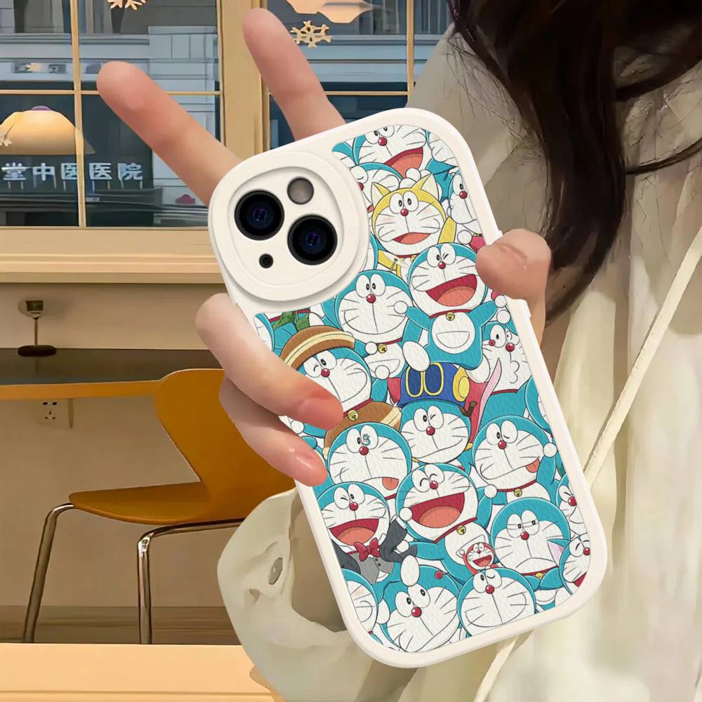 Cute Cartoon-u-Doraemons-t Phone Case For IPhone 16 15 14 13 12 11 Pro Max Plus Leather Shockproof Cover