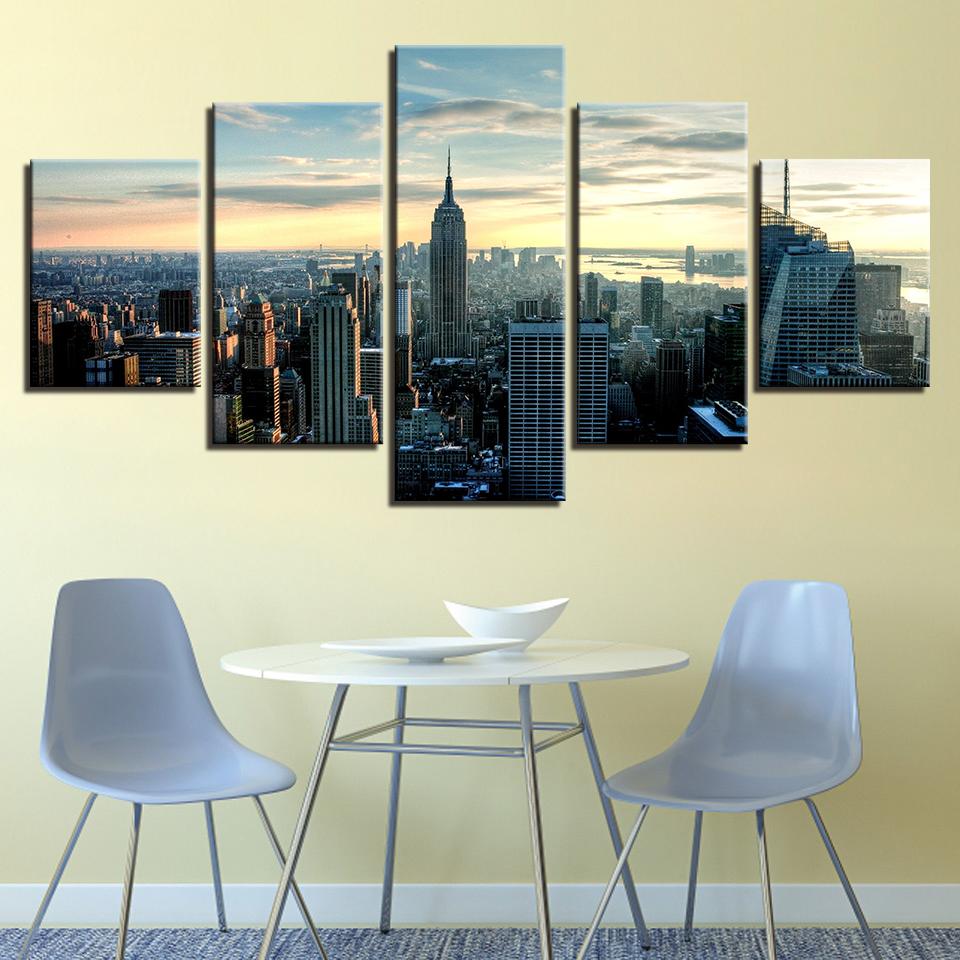 

Wall Art Canvas Paintings for Home Decor New York City Building Modular Pictures HD Prints, Poster for Living Room 20X35 20X45 20X55CM