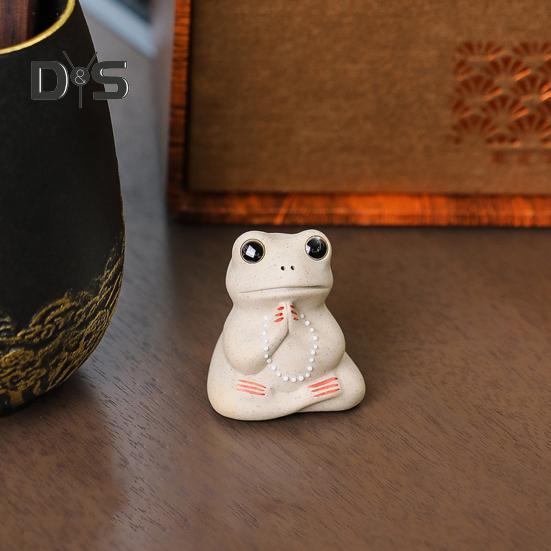 Keramik-Frosch, Tee-Haustier, Lotusblatt-Design, Mini-Keramik-Frosch-Ornament für Wohnzimmer, Schlafzimmer, Büro-Dekor