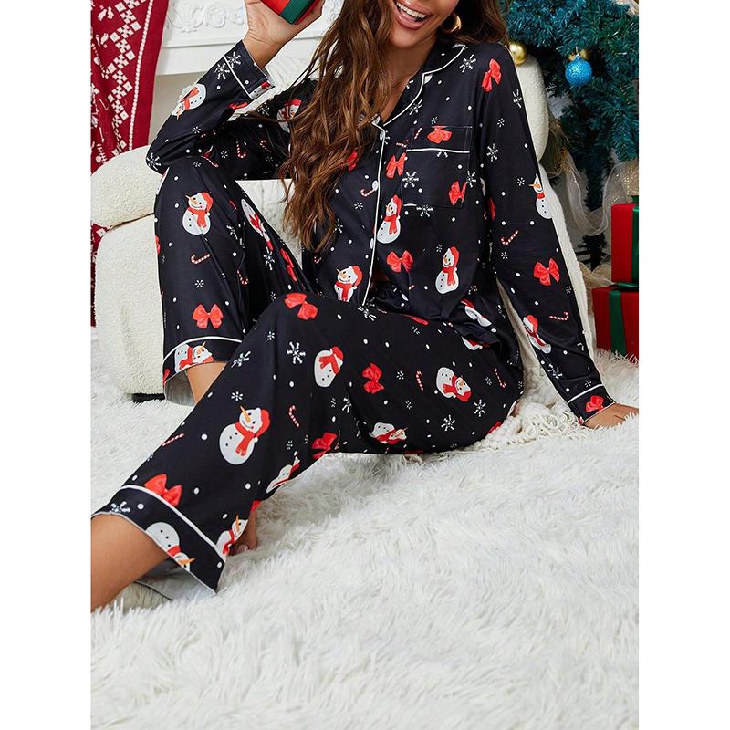 Women's Pajamas Christmas New Year Cartoon Two-Piece Set Milk Silk Homewear