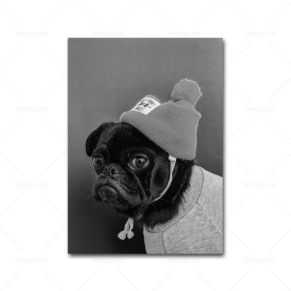 

Модный черно-белый постер с собакой, забавное животное, холст, картина, украшение, скандинавские настенные художественные фотографии, принт для гостиной, домашний декор 40x50cm No framed