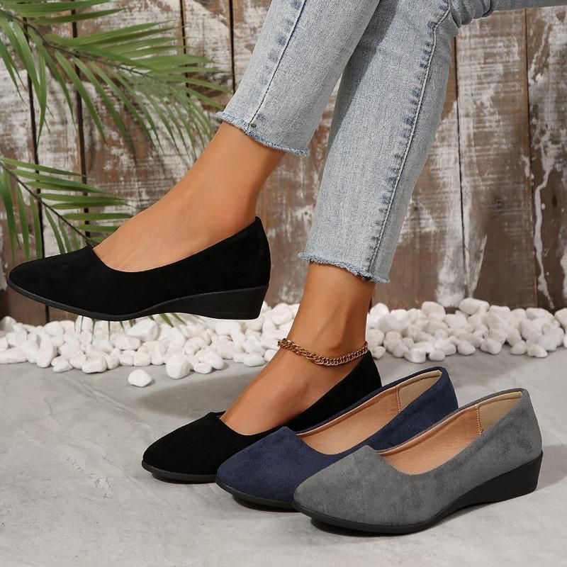 Spring New Pointed Women's Shoes Shallow Bevel Heel Single Shoes Women's Doudou Shoes Sports and Leisure Shoes Women