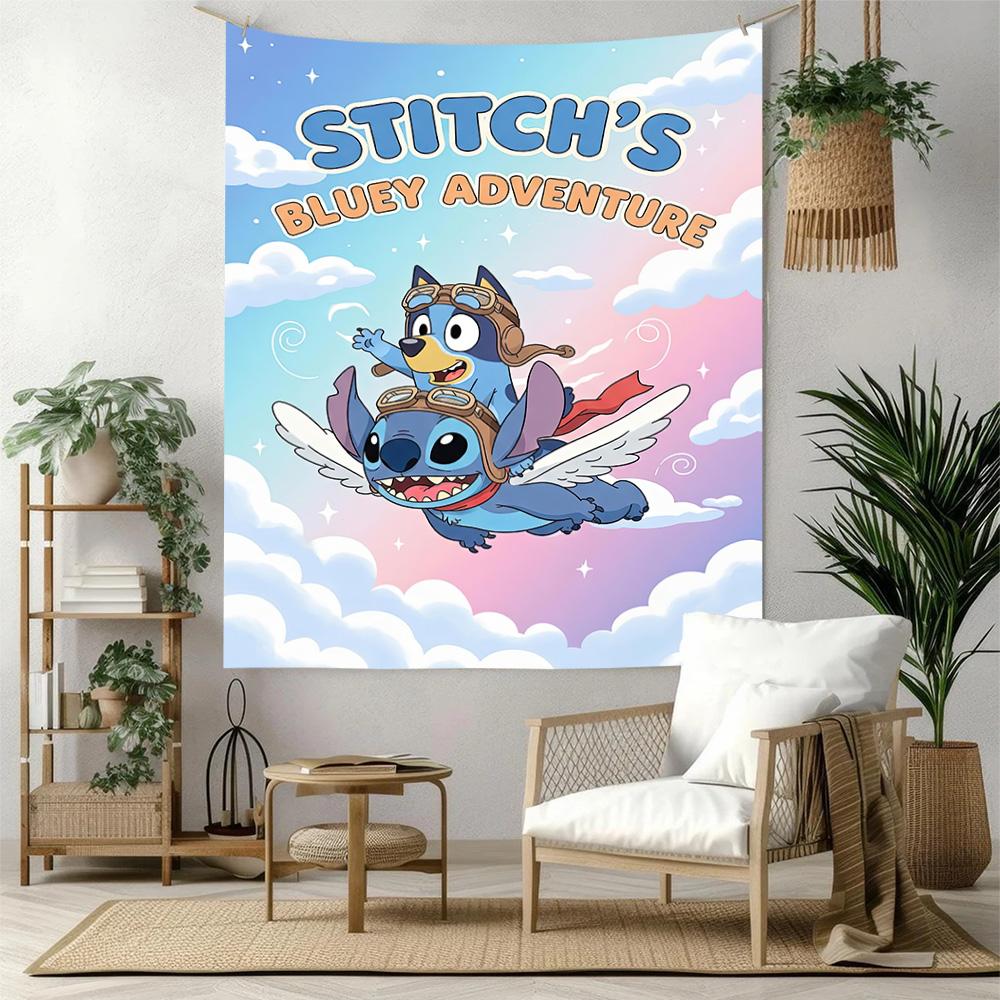 Bluey Wall Decor Tapestry Art For Pet Memorial Birthdaywedding Party Backdrop Family Gift