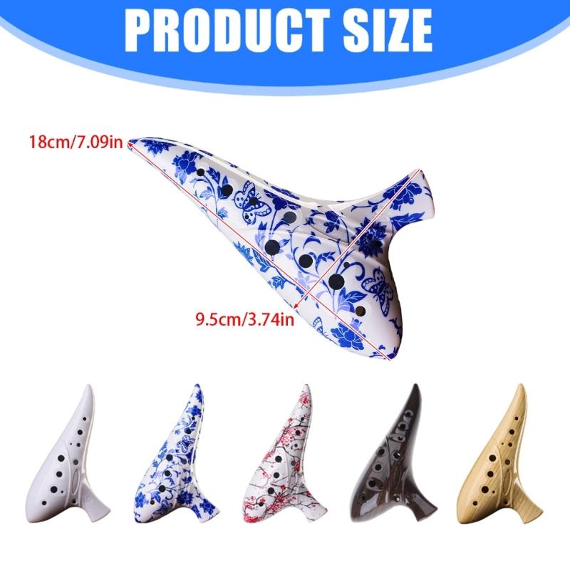 Ceramic 12 Hole Ocarina for Beginner Musicians Wide Tone Range Portable Design with Smooth Finishs for Music Classes
