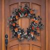 12 Inch Halloween Decorations Wreath with Pumpkin Dead Branches Front Door Wreath Outdoor Window Wreath Decor