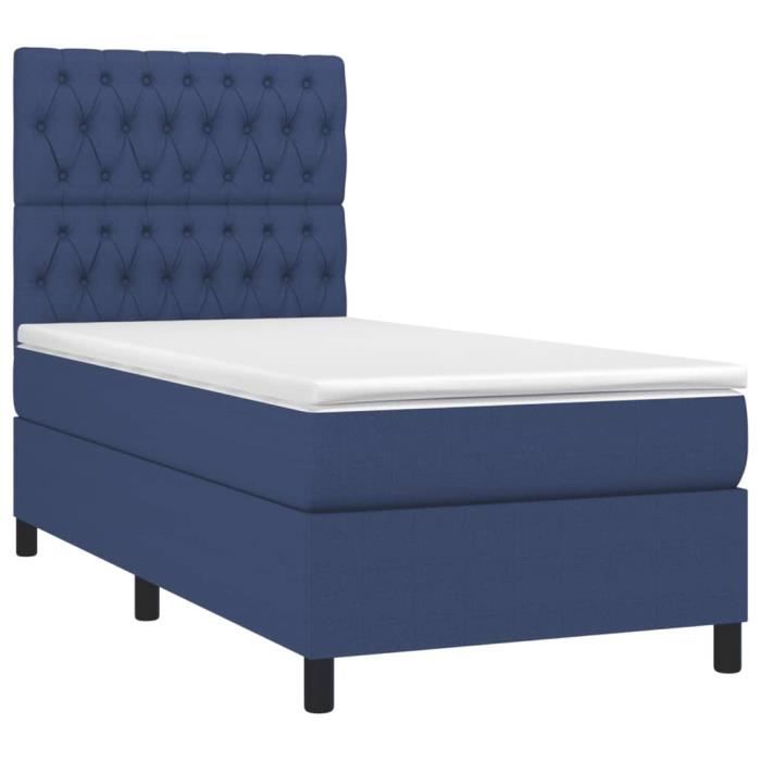 VidaXL Divan Bed with Mattress Blue 90x190 Cm Fabric - Model 3141983