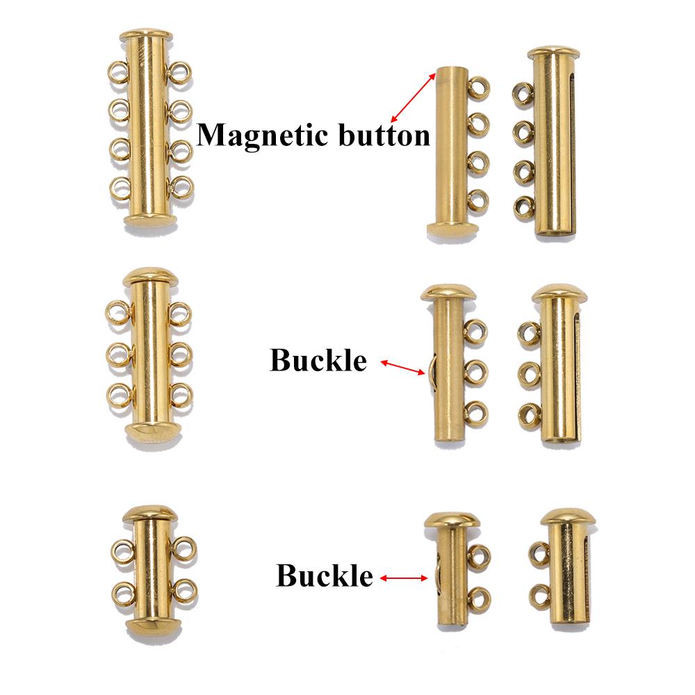 3pcs Stainless Steel Magnetic Slide Tube Clasps for DIY Layer Necklace Bracelet 3 Loops Connectors Jewelry Findings Supplies