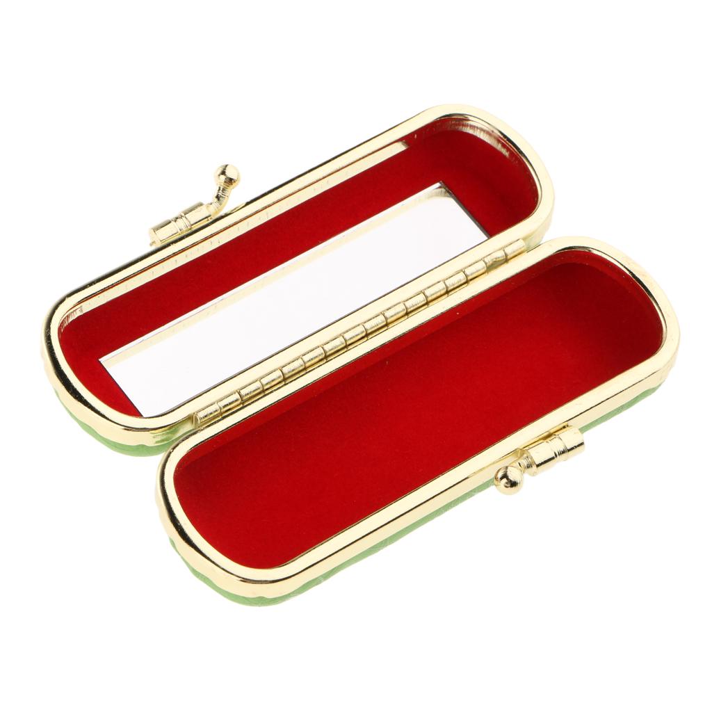 

Empty lipstick case, lipstick box with mirror and snap fastener зелёный