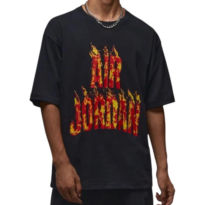 Air Jordan Flames T-Shirt Black Men s IQ6957-010 L