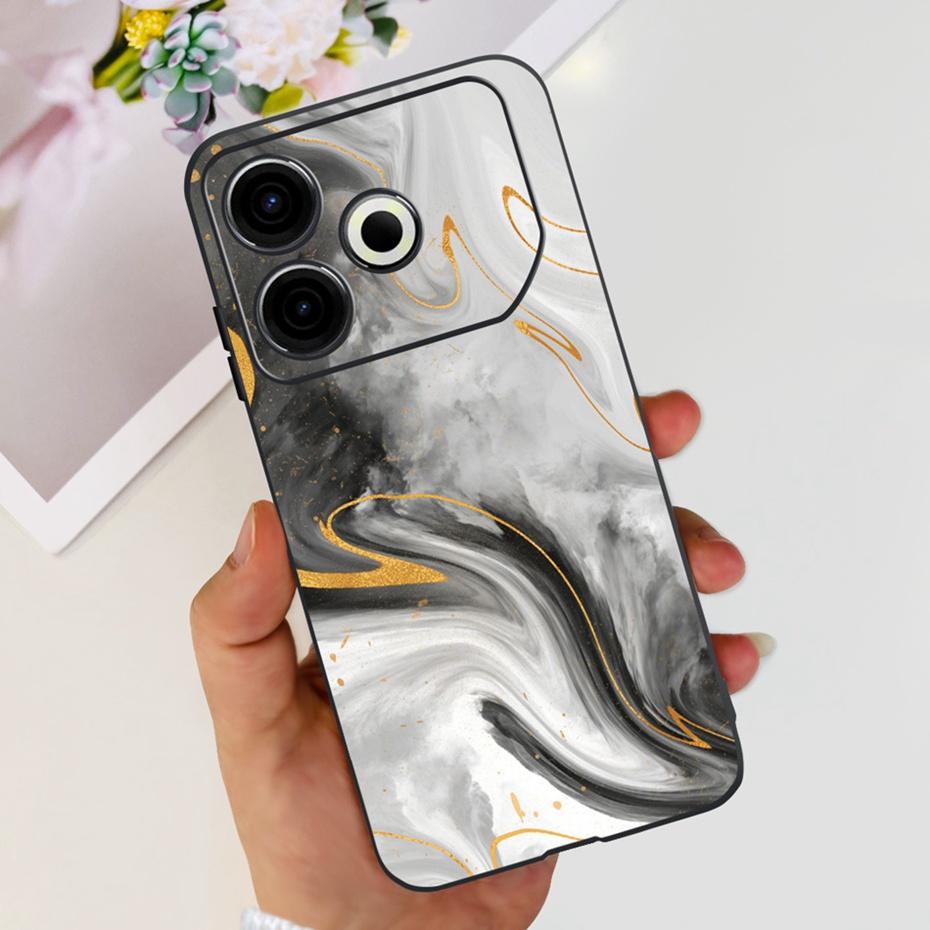2024 Fashion Case For Tecno Pova 6 Neo Black Silicone Soft TPU Back Cover For Tecno Pova 6Neo 4G Phone Cases