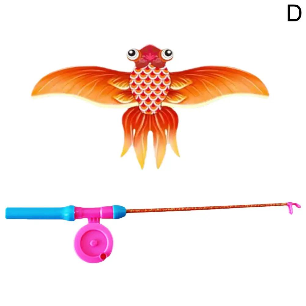 Children Kite Toy Cartoon Bird Butterfly Swallows Eagle Shape Handheld Fishing Rod Kite For Children s Flying Kite Outdoor R8Y1